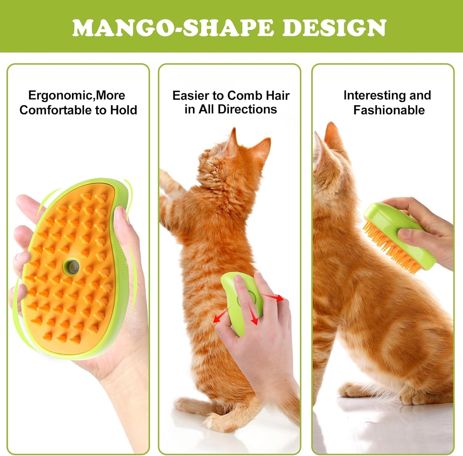 Steam Brush for Cats Shedding, 3 in 1 Steamy Water Pet Hair Removal Comb with Steamer, Spritz Comb for Dog, Indoor Cat Spray Mist Grooming Defur Brush, Cepillo Vapor Gato Perro, Steaming Cleaning Spa
