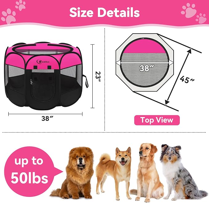 Siedihit Dog Cat Playpen, Large Puppy Pet Playpen, Dog Crate Tent Cage - Image 3