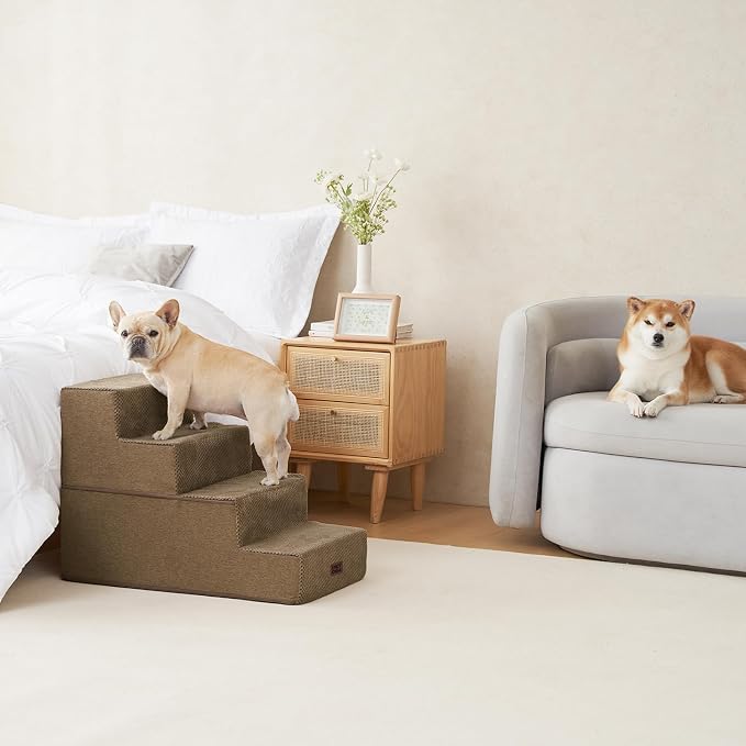 EHEYCIGA Dog Stairs for Bed 20" H, 4-Step Extra Wide Dog Steps for High Bed - Image 5