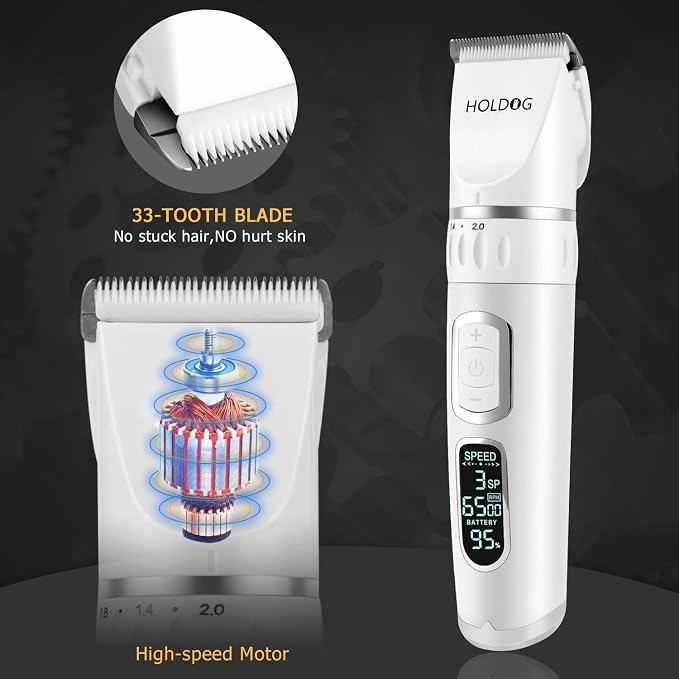Dog Clippers Professional Heavy Duty Dog Grooming Clipper 3-Speed Low Noise - Image 5