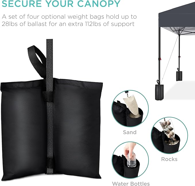 Best Choice Products 10x10ft 1-Person Setup Pop Up Canopy Tent Instant Portable Shelter w/ 1-Button Push, Case, 4 Weight Bags - Gray
