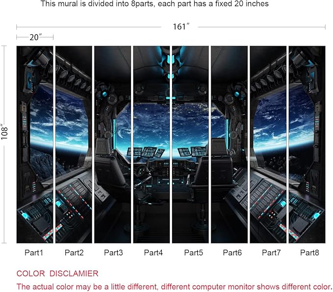 Outer Space Views from The Spaceship Wall Mural Wallpaper for Bedroom Living Room(Not Peel n' Stick)
