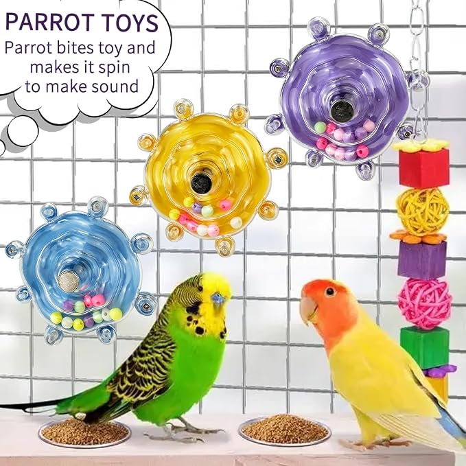 Parakeet Toys, Interactive Parrot Training Toys, Rotating Parrot Cage Bird Toys - Image 3