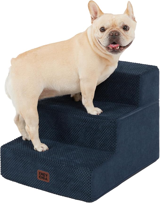 EHEYCIGA Dog Stairs for Small Dogs 13.5" H, 3-Step Dog Steps for Couch Sofa and by EHEYCIGA