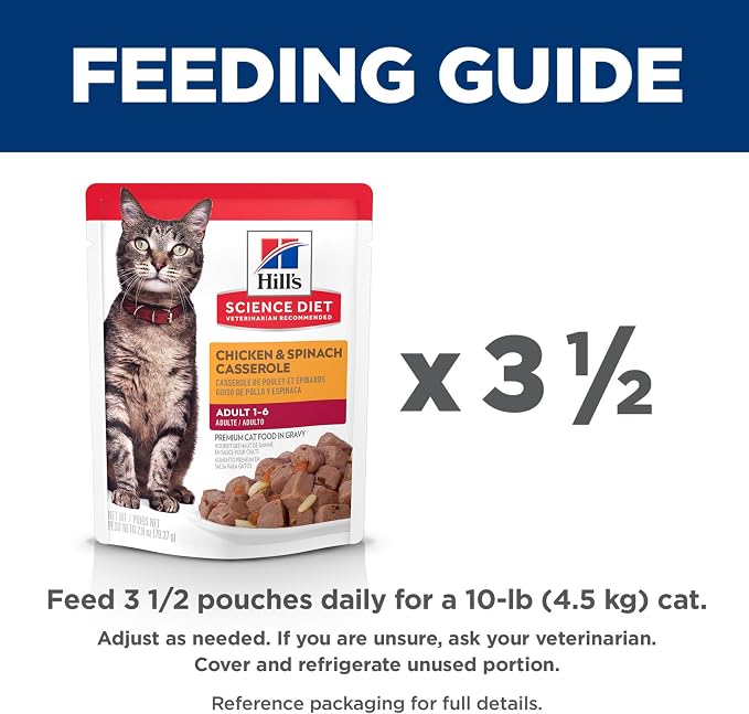 Hill's Science Diet Adult 1-6 Wet Cat Food, Chicken & Spinach, 2.8 oz. Pouches - Image 9