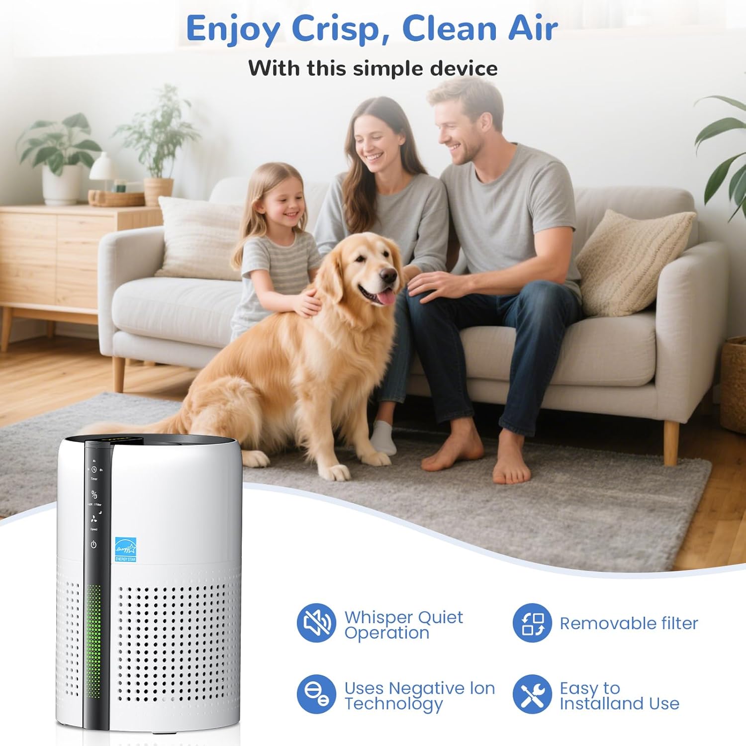 Cat Litter Deodorizer,Odor Eliminator for Pet Strong Odors 99% Activated Carbon Adsorption Plug in Air fresheners for home,Litter Box,Kitchen, Bathroom, Ion Air Purifier Quiet Portable