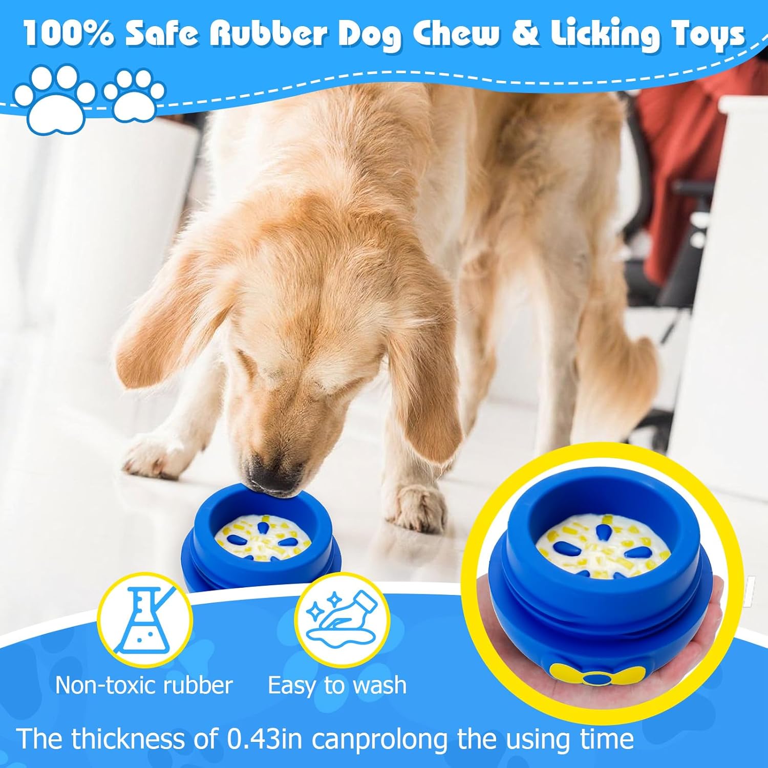 Yipetor Interactive Treat Dispensing Dog Toy, Large 3IN1 Dog Enrichment Toy, Tough Rubber Chew Ball Dog Treat Frozen Puzzle Toys for Large Medium Breeds - Keep Them Busy/Anxiety Relief/Feeding Slow