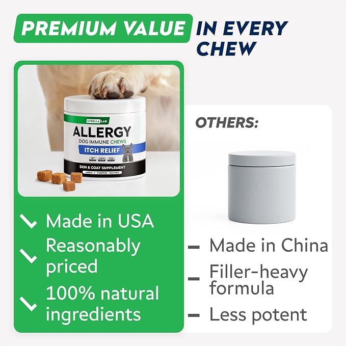StrellaLab Dog Allergy Relief & Anti Itch Support Chews w/Omega 3: Real - Image 5
