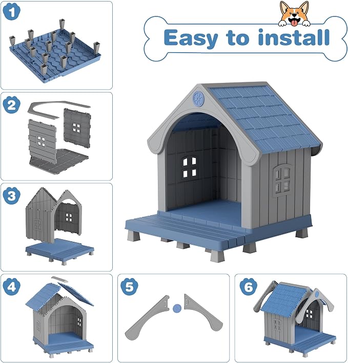 Fancyango Large Dog House Outdoor Indoor, Sturdy Plastic Waterproof Doghouse - Image 3