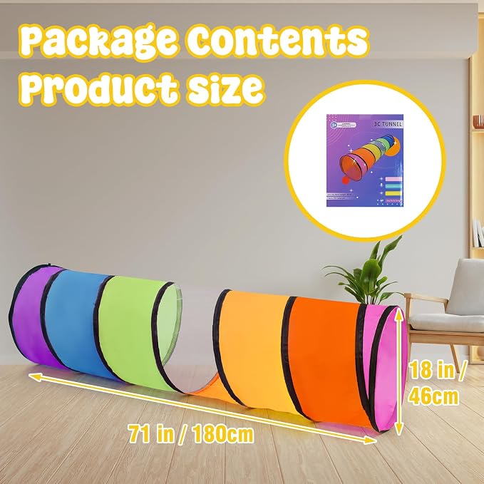 2 Pack Kids Play Tunnel, Pop Up Crawl Through Tunnel Play Tent - Image 4