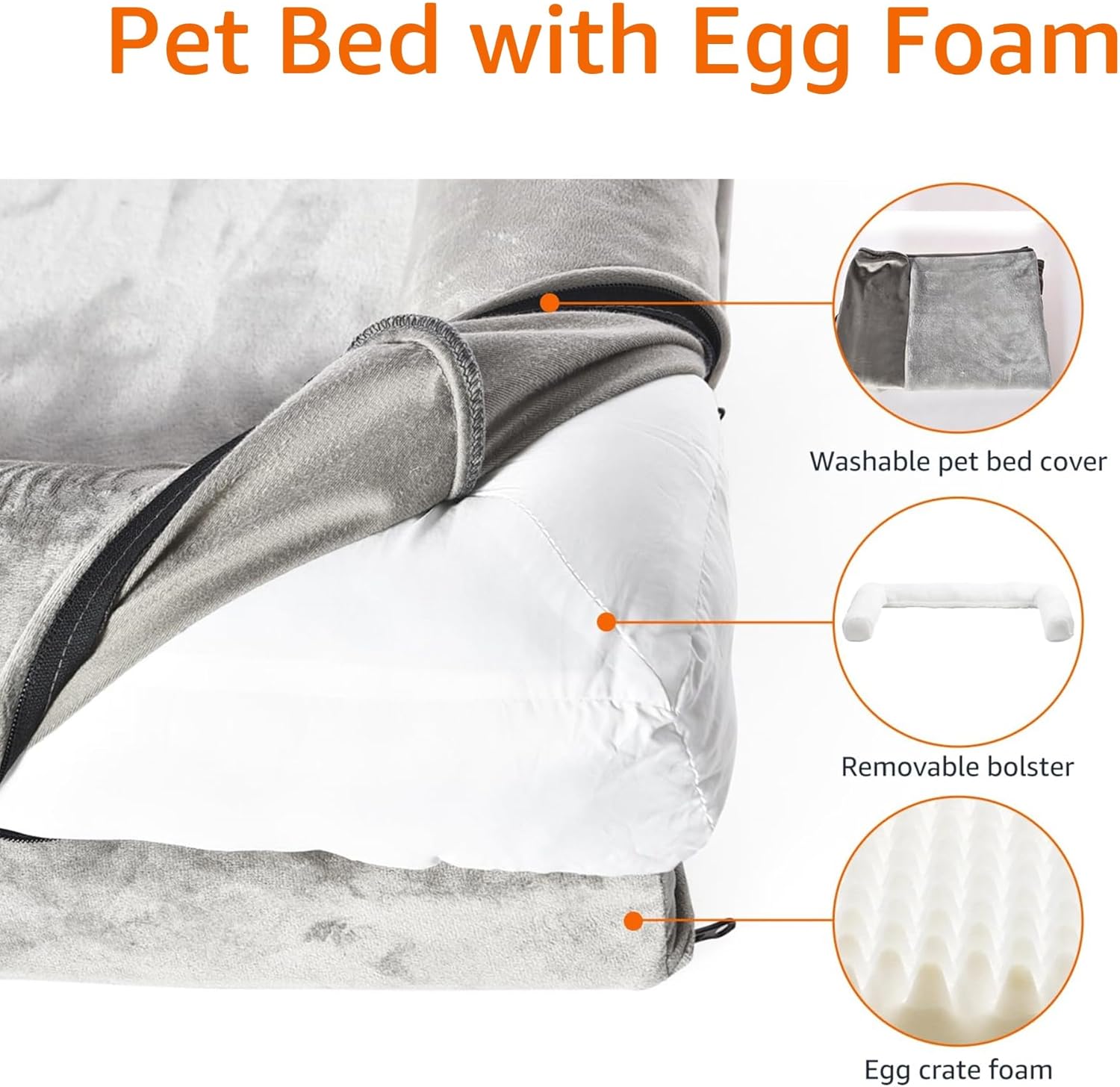 Amazon Basics Dog Bed with Cooling Gel Memory Foam, Pressure-Relief Support for Dogs up to 90lbs, Non-Slip Bottom, Machine Washable Cover, Extra Large Sized (44" x 35"), Brown