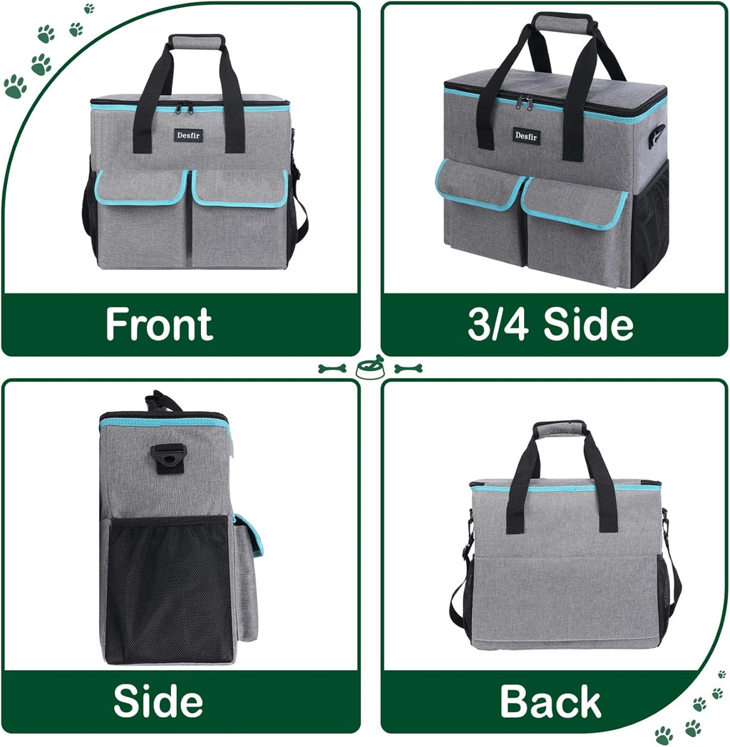Large Pet Travel Bag Organizer - Dog & Cat Tote with Food Containers, Bowls, Feeding Mat, Perfect for Camping, Hiking (Multi-Pocket Design)