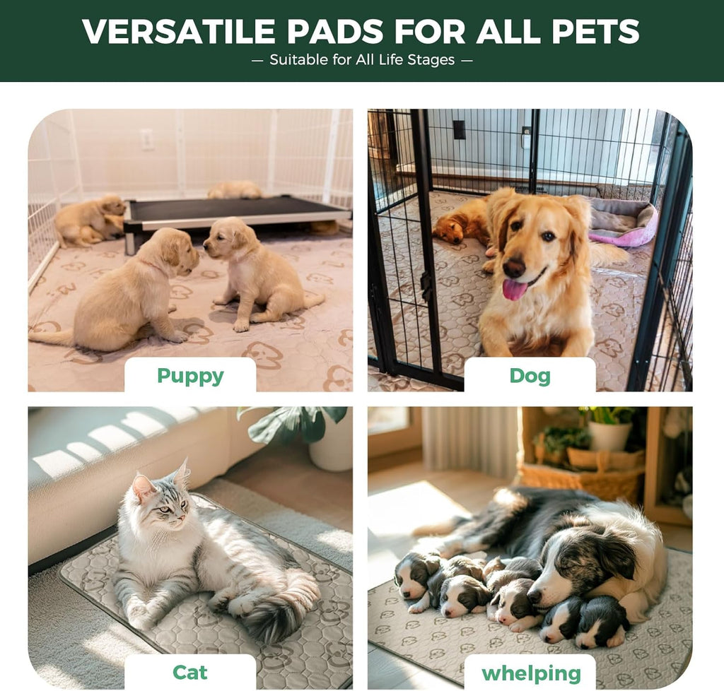 FXW Washable Pee Pads for Dogs, Puppy Pads with Super Absorbent, Specifically Designed for Whelping Box, 32" Round, Khaki, 2 Packs