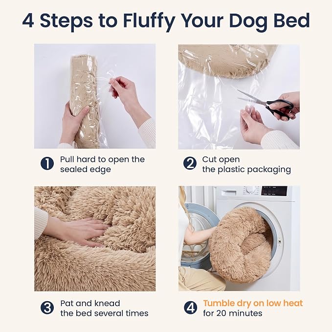 JOLLYVOGUE Calming Dog Beds Extra Large Sized Dog, 45in Donut Washable Large - Image 7
