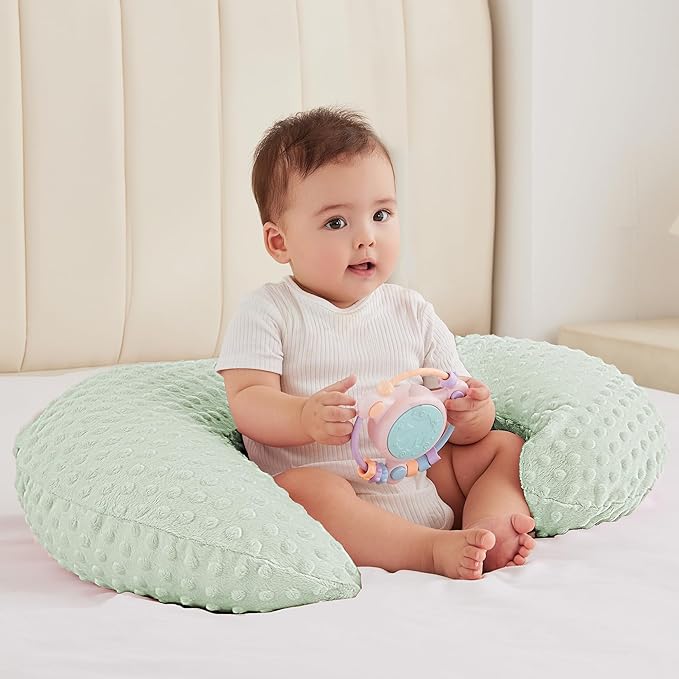 Nursing Pillow for Bottle and Breastfeeding, Ergonomic Comfort Nursing Essentials for Mom and Baby, Feeding Support Pillow with Removable Cover, Easier and Healthier Nursing (Green)