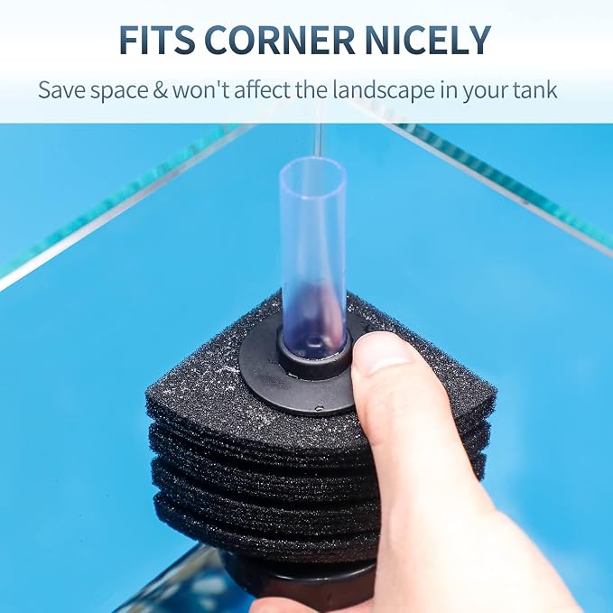 Pawfly Corner Sponge Filter Nano Quiet Betta Fry Shrimp and Small Fish Bio Foam - Image 4