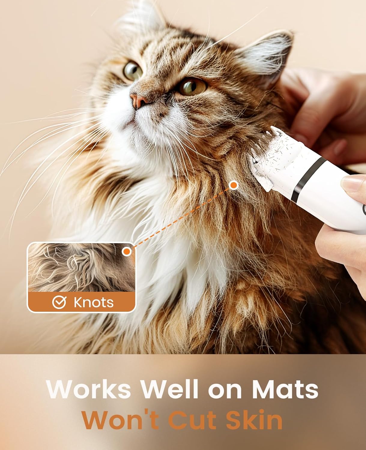 oneisall Cat Grooming Kit, 3 in 1 Quiet Cat Clippers for Thick Matted Paw Hair Trimmer, Heavy Coat Butt Shaver Cordless Pet Clippers Fur Trimmer for Dogs and Other Small Animals at Home Travel
