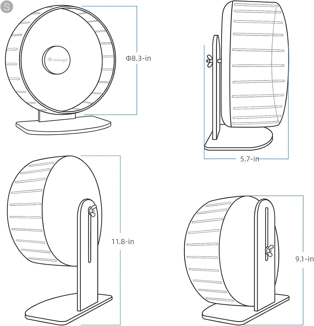 Niteangel Super-Silent Hamster Exercise Wheels: - Quiet Spinner Hamster Running Wheels with Adjustable Stand for Hamsters Gerbils Mice Or Other Small Animals (S, Pink)