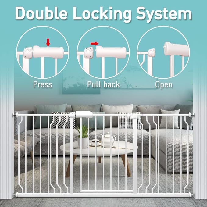 WAOWAO Baby Gate 62.19-66.88" Extra Wide Pressure Mounted Walk Through Swing - Image 4