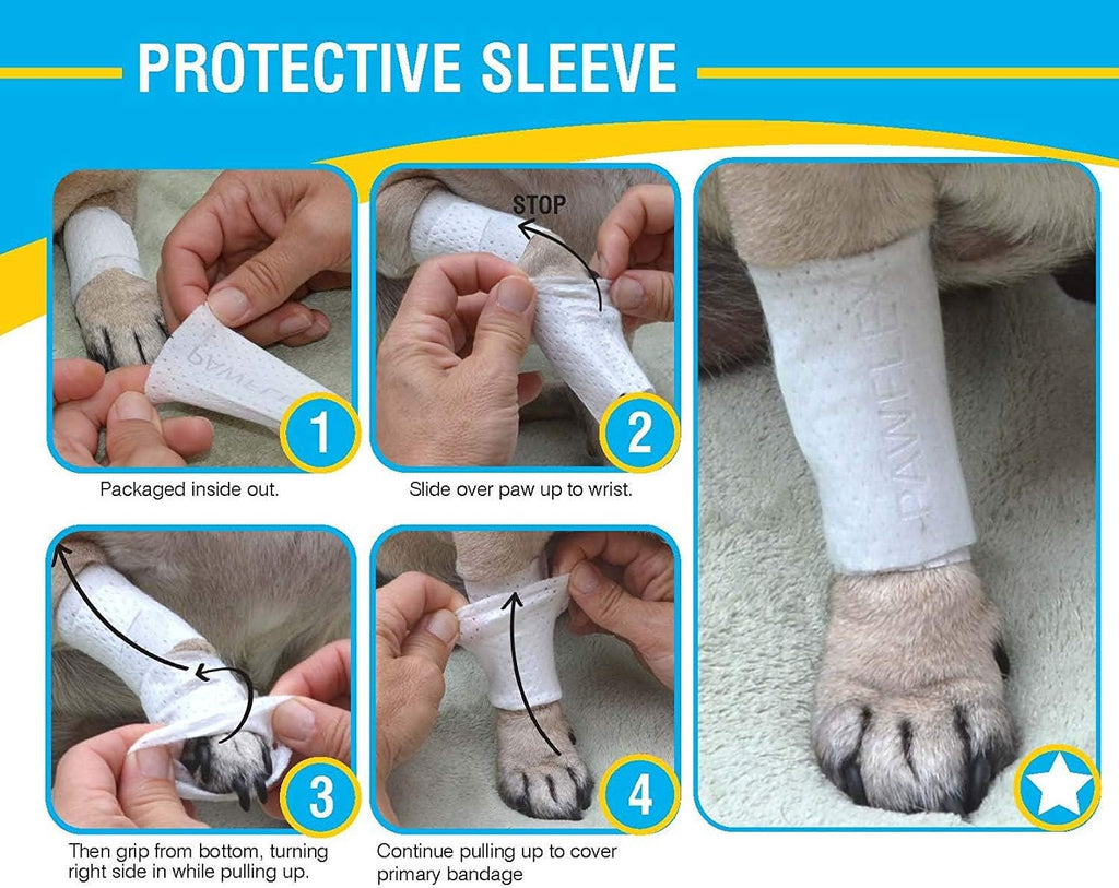Protective Sleeve Tubular Cover - Bandages - for Dogs Cats and Other Pets First Aid Wound Care Comfortable Non-Adhesive Breathable & Water Resistant 12 Strips (yields 24-36 Covers)-(Medium)
