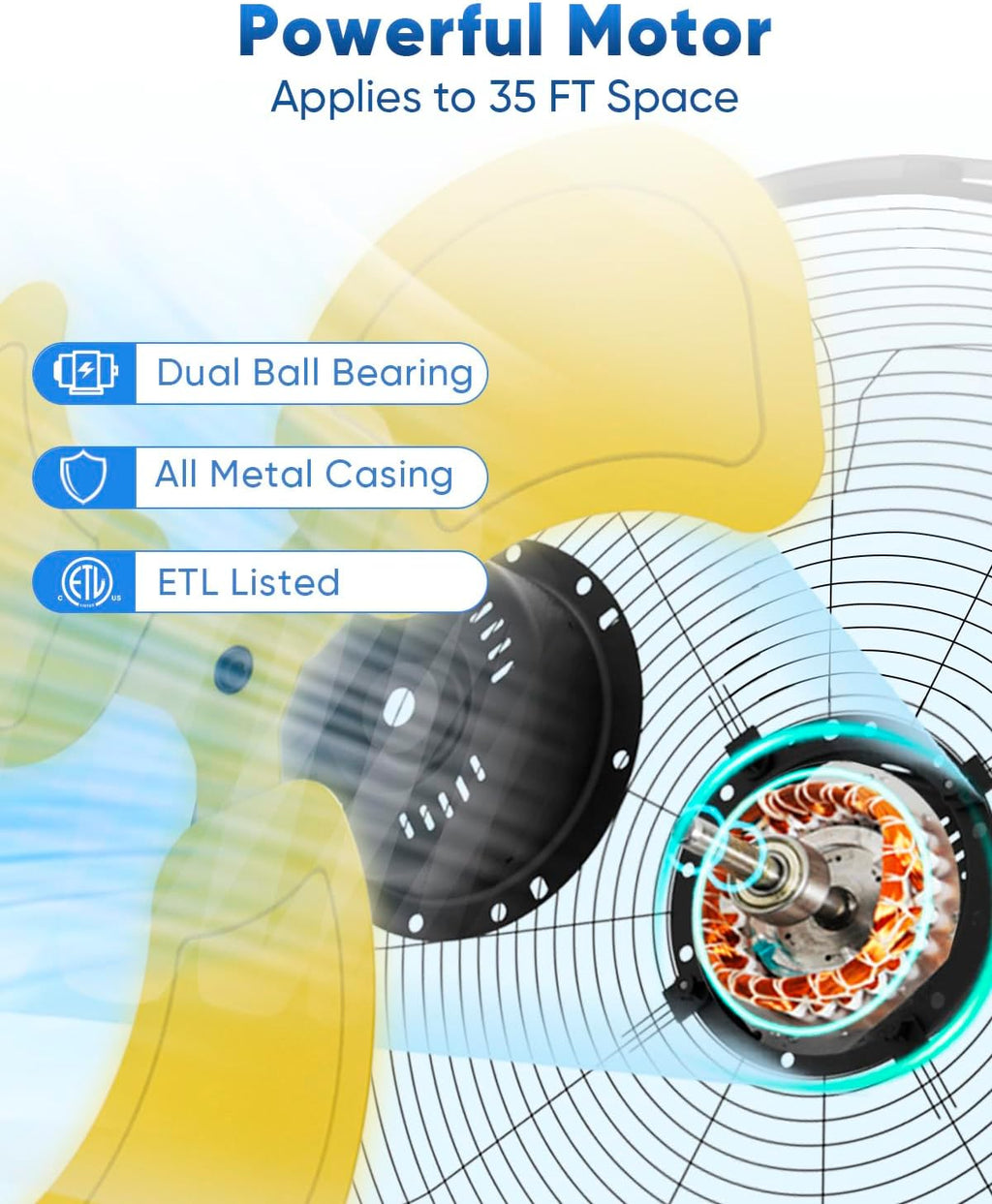 KEN BROWN 20 Inch Oscillating Wall Mount Fan, 4,460 CFM High Velocity Industrial Wall Fan for Indoor, Commercial, Residential, Warehouse, Greenhouse, Workshop, Basemen