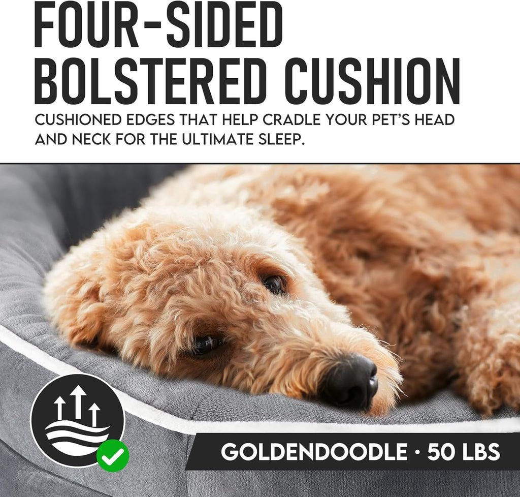 OhGeni Orthopedic Big Dog Couch Pet Sofa XL Sized Cat Beds with Comfort Foam Support, Soft Comfortable Fabric, Machine Washable Waterproof Removable Cover, 42-Inch (Gray)