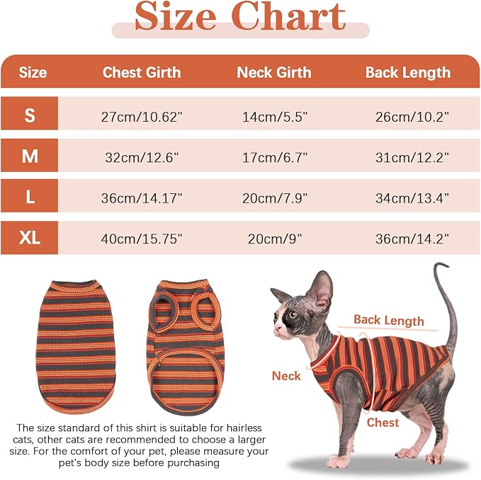 BRKURLEG Sphynx Hairless Cats Shirt Puppy Clothes Soft Cotton T-Shirts Cute - Image 5