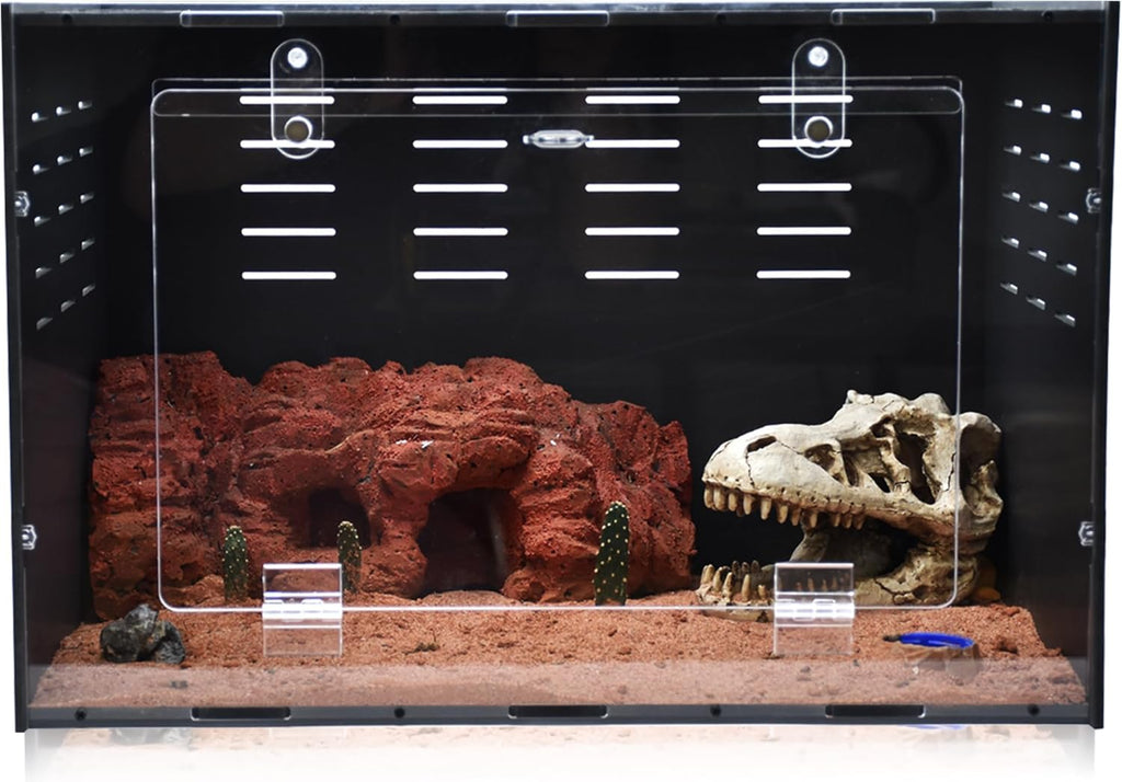 10 Gallon Reptile Tank – Reptile Enclosure for Leopard Geckos, Snakes & Bearded Dragons – Lizard Tank, Hermit Crab & Gecko Habitat