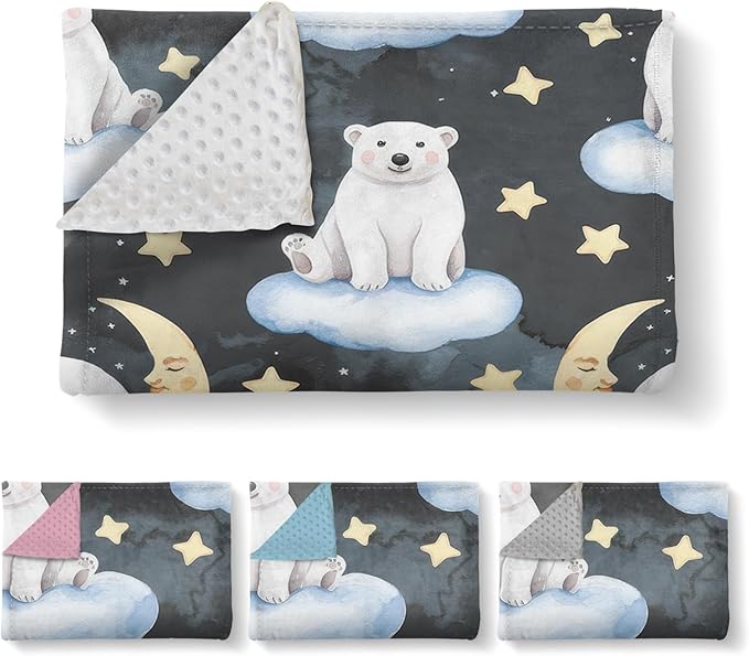 Custom Baby Blanket with Name, Double Layer Soft Dot Back Personalized Baby Blanket for Boys Girls, Polar Bear Blanket for Newborn Toddler, Customized Swaddle for Kids Birthday Gifts(30" x40)