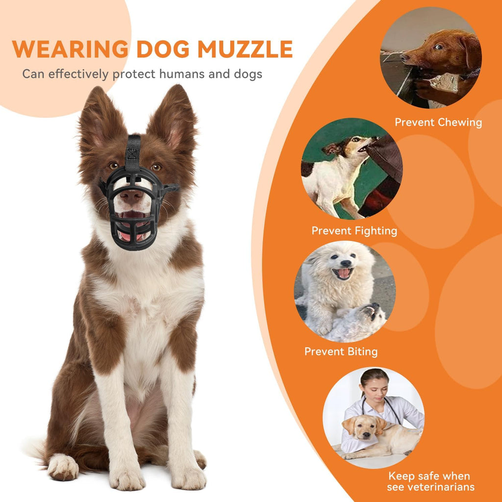 Dog Muzzle, Basket Muzzle Anti Biting Chewing, Sturdy Lightweight Muzzle Allows Panting Drinking, Cage Muzzle for Small Medium Large Dogs, Suitable for Grooming Trimming Training (Size 6)