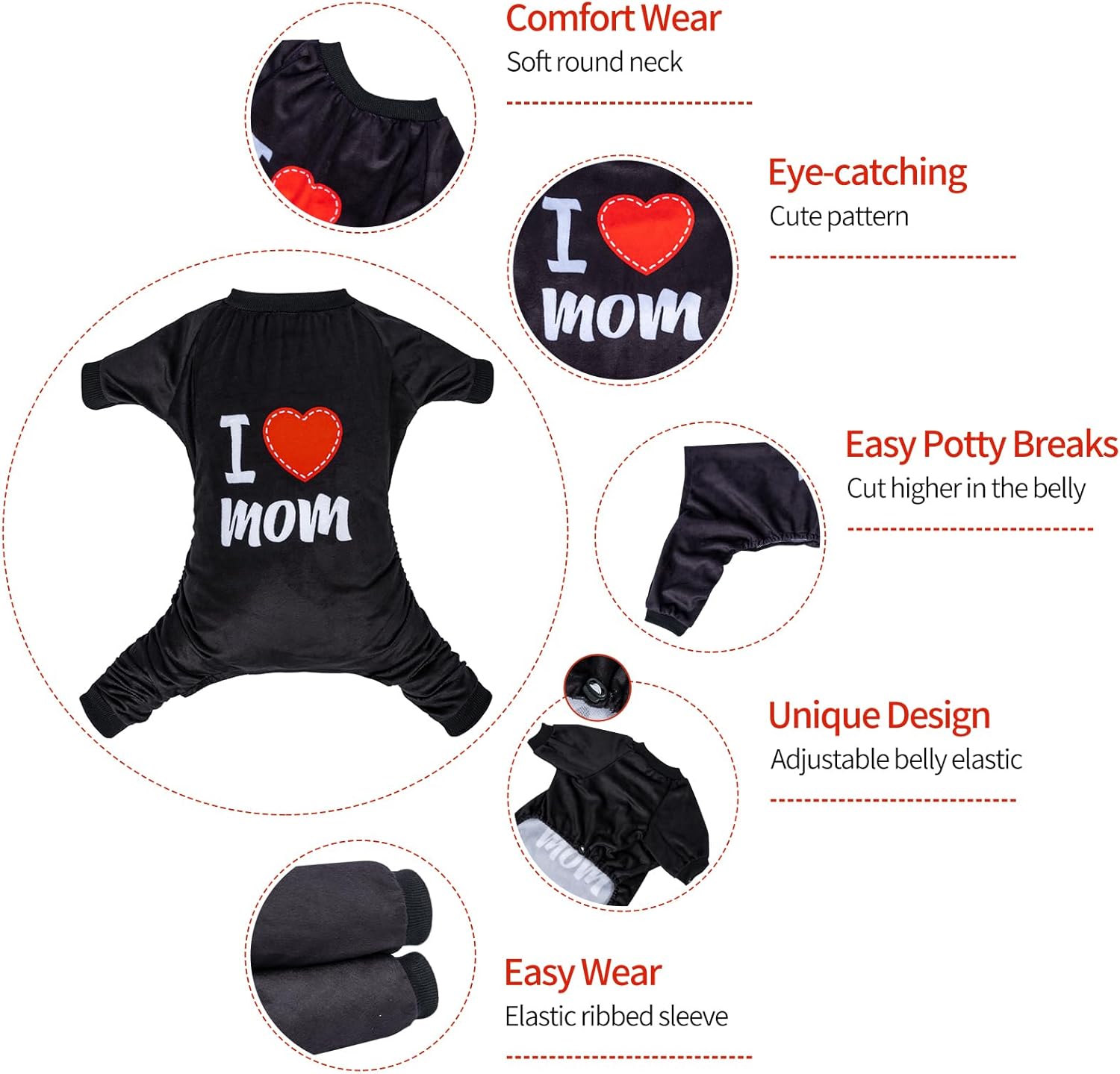 CuteBone Dog Halloween Pajamas Puppy Onesies Small Dogs Soft Pjs Coat Cat Apparel Comfy Pet Christmas Clothes Outfit Doggie Bodysuit P297L