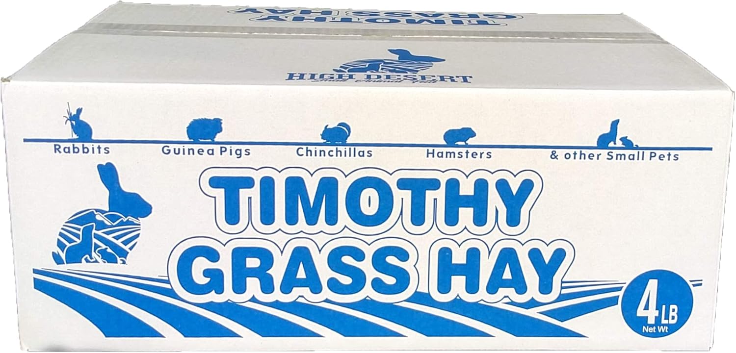 High Desert 2nd Cutting Timothy Grass Hay for Rabbits, Guinea Pigs, Chinchillas & Small Pets – Premium Hand-Packed Natural Hay, High-Fiber, Additive-Free, Grown in USA – 4 lb Box