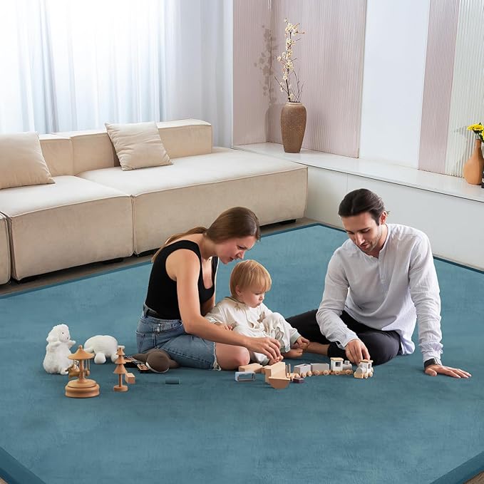 Baby Play Mat for Floor Tummy Time Mat Nursery Muscle Area Rug Playroom Rug Tatami 47"*47" Memory Foam 1.3" Thick Crawling For Babies,Toddlers, Infants, Kids,Floor(Green)