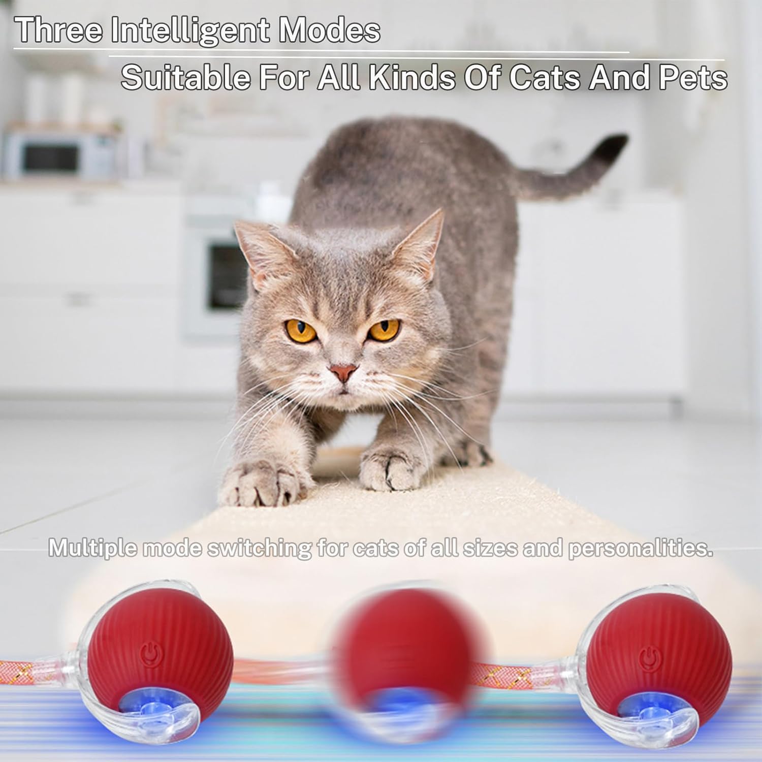 New Upgraded Cat Ball Toy - Speedy Tail 2.0 Cat Toy, Interactive Cat Toy Ball, Stimulating Toys and Juguetes para Gatos, Cat Toys for Bored Indoor（Sound Switchable） (Green)