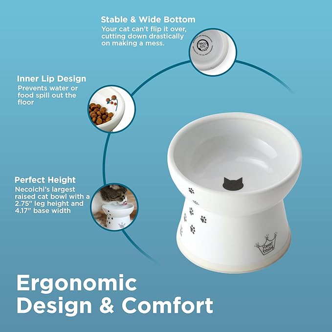 Necoichi Raised Cat Food Bowl – Ceramic Elevated Cat Bowl - Image 4