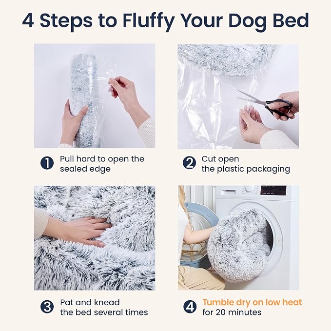 JOLLYVOGUE Calming Dog Beds Extra Large Sized Dog, 45in Donut Washable Large - Image 7