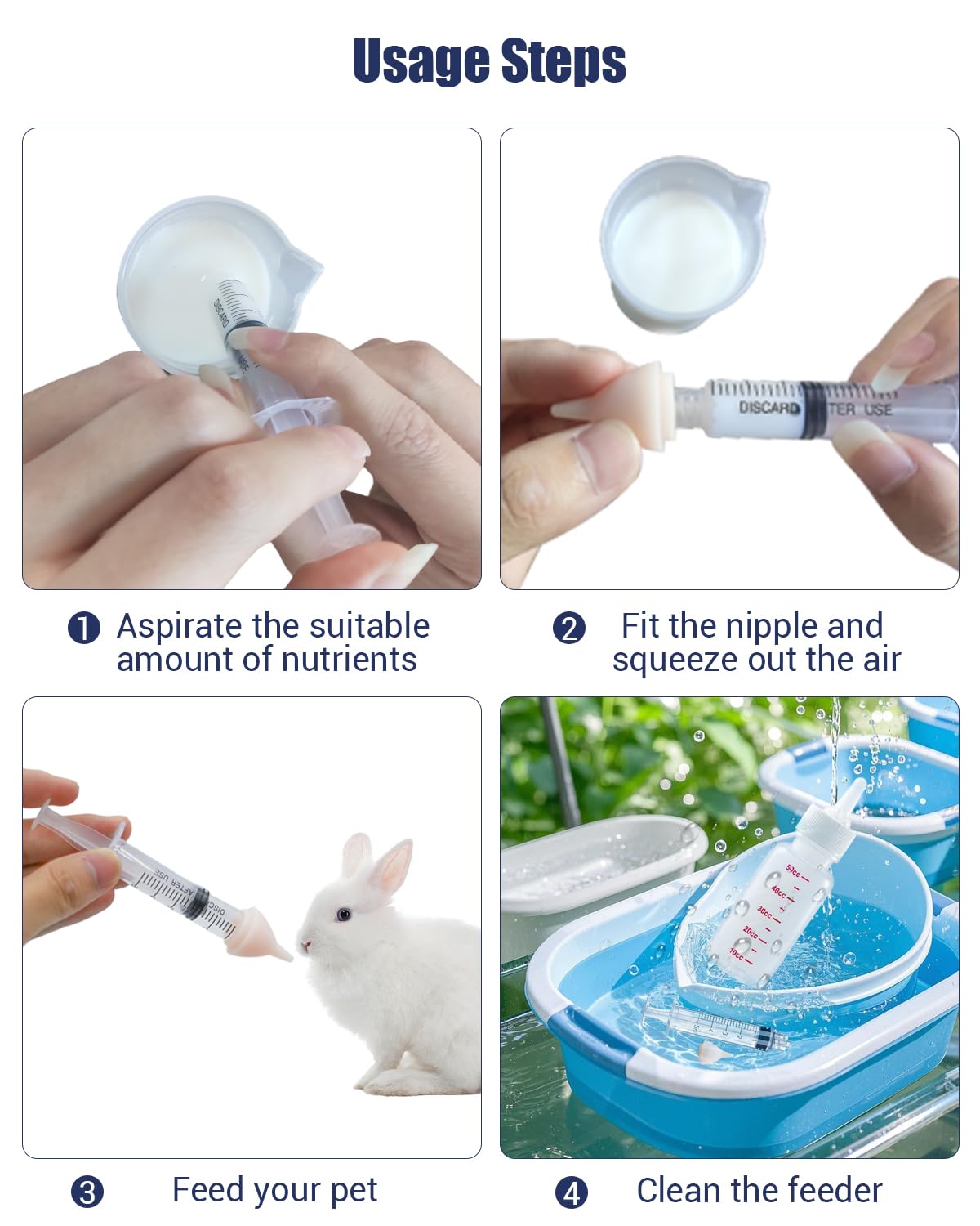Pet Nursing Bottle, Nursing Bottle Kits, Kitten Bottle Feeding Kit, Fit for Feeding Newborn Puppies, Kitten, Squirrel, with 2 Replacement Nipple for Nursing Puppy Milk