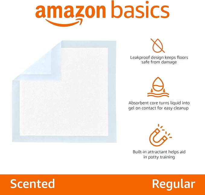 Amazon Basics Scented Dog and Puppy Potty Training Pee Pads, 5-Layer Leak-Proof - Image 2