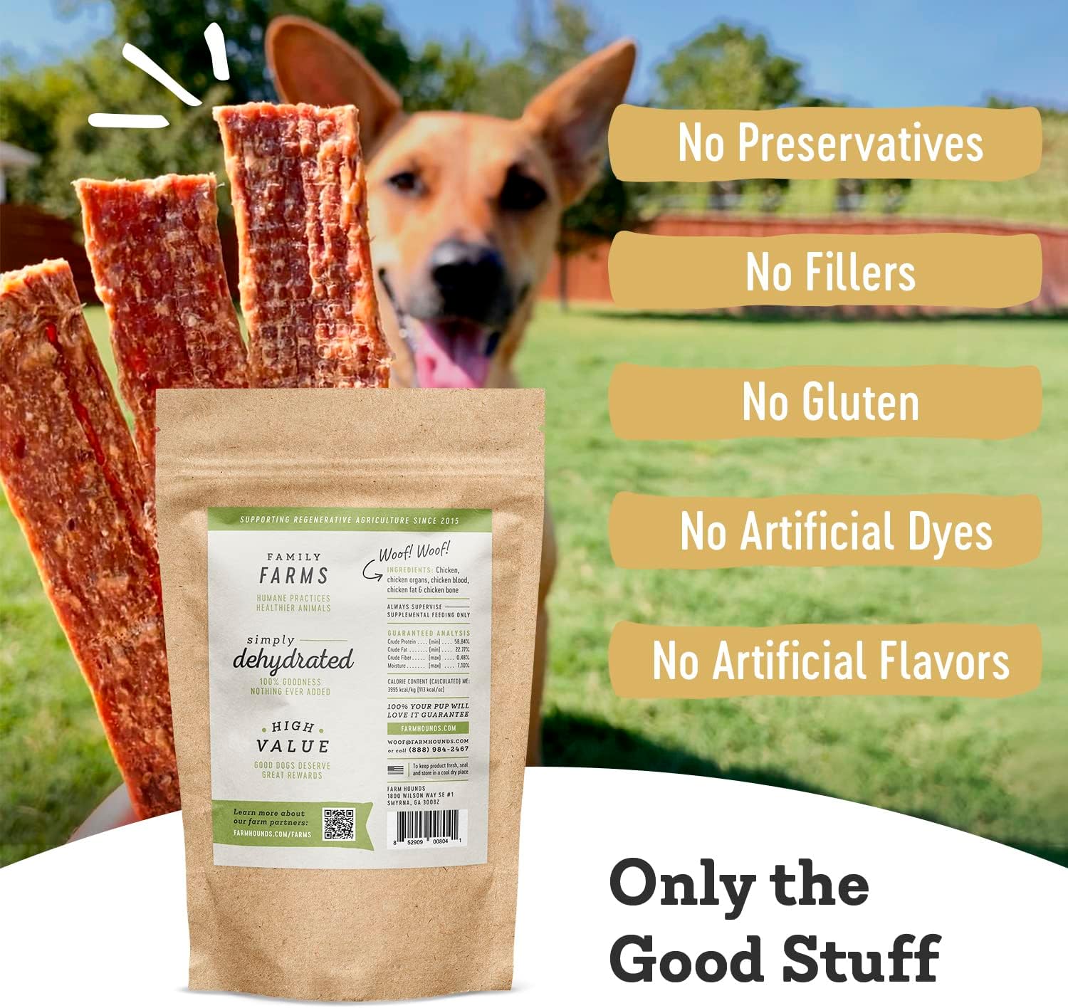 Farm Hounds - Chicken Strips - Premium Natural Jerky for Dogs - Made from 100% Humanely Raised Chicken - Break-to-Size - Great for Training & Treats - No Added Fillers - Made in USA - 4.5 oz - 1 Pack