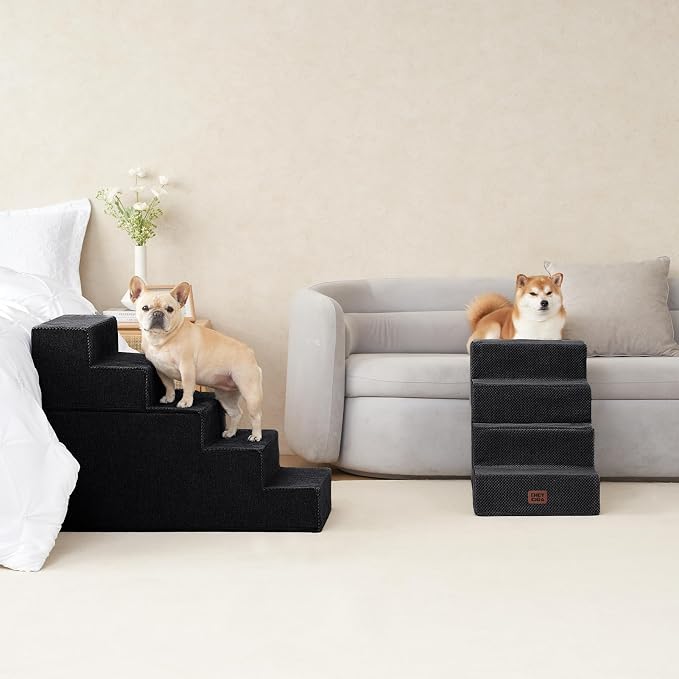 EHEYCIGA Dog Stairs for High Bed 25" H, 5-Step Extra Wide Dog Steps for Bed - Image 5