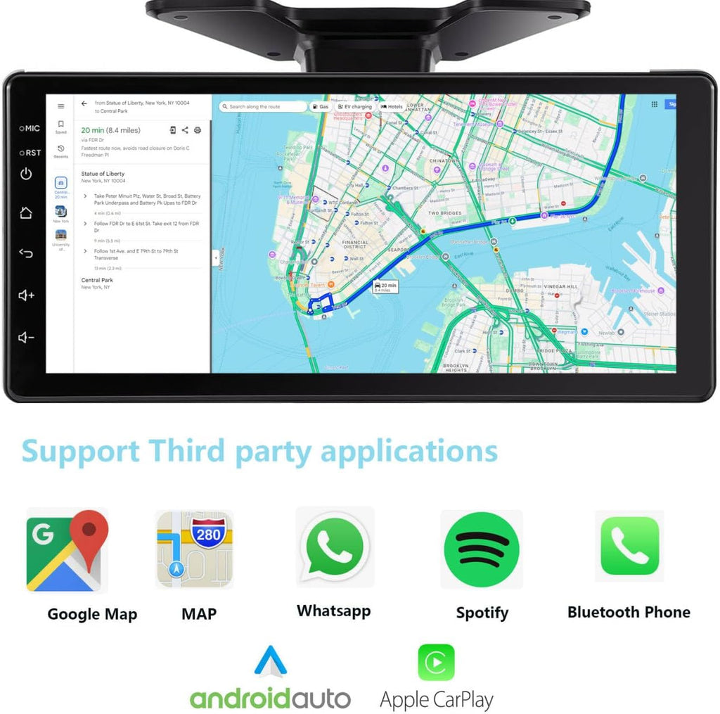 RV Backup Camera 10.1" 1080P Monitor & Built-in DVR for Truck Trailer Rear Side Front Reversing View Wired System FHD Image 4 Split Large Screen 64GB Record IP69 Waterproof Avoid Blind Spot Kit