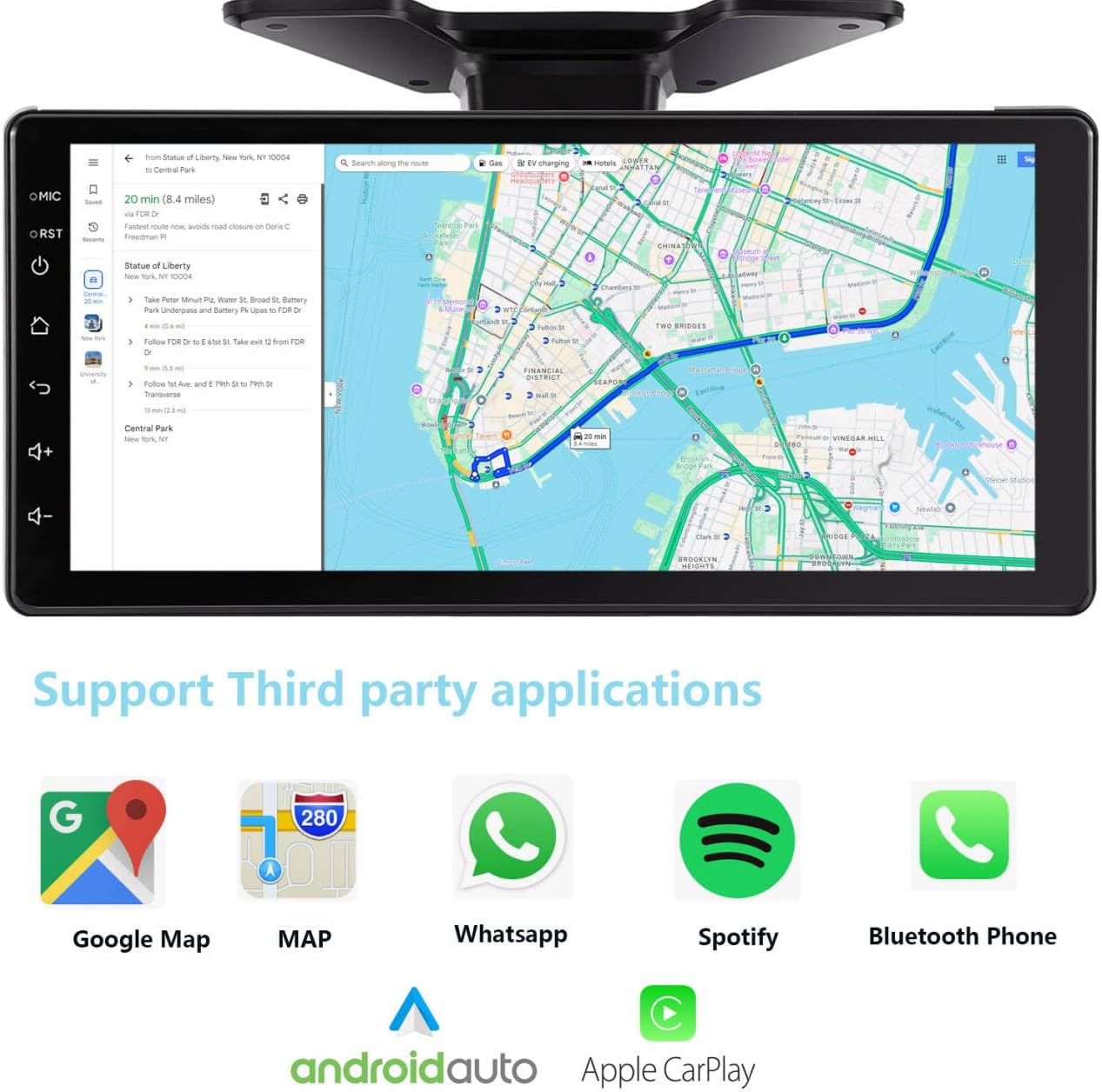 RV Backup Camera 10.1" 1080P Monitor & Built-in DVR for Truck Trailer Rear Side Front Reversing View Wired System FHD Image 4 Split Large Screen 64GB Record IP69 Waterproof Avoid Blind Spot Kit