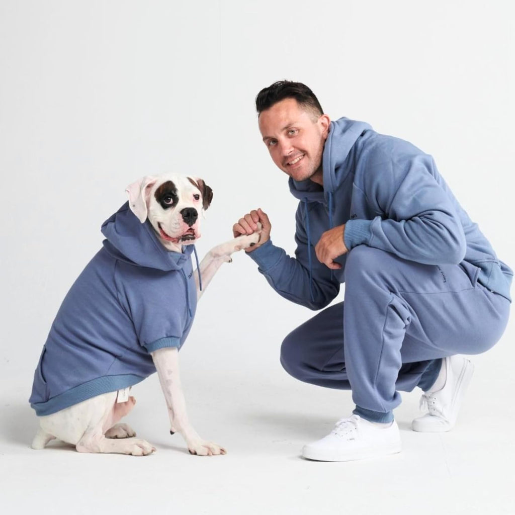 Spark Paws Dog Hoodie – Premium Dog Sweater for Small, Medium, and Large Dogs | Warm Outfits for French Bulldogs, Pitbull, Puppy, Winter Jacket Alternative - Slate Blue - S