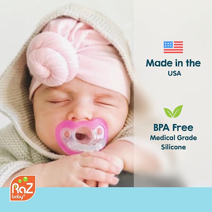 RaZbaby JollyPop Pacifier, Holder w/Detachable Baby Pacifier, Stuffed Animal RaZbuddy, All Ages 0M+, 100% Medical Grade USA Made Silicone, Machine Washable, Textured & Easy to Hold – Llama