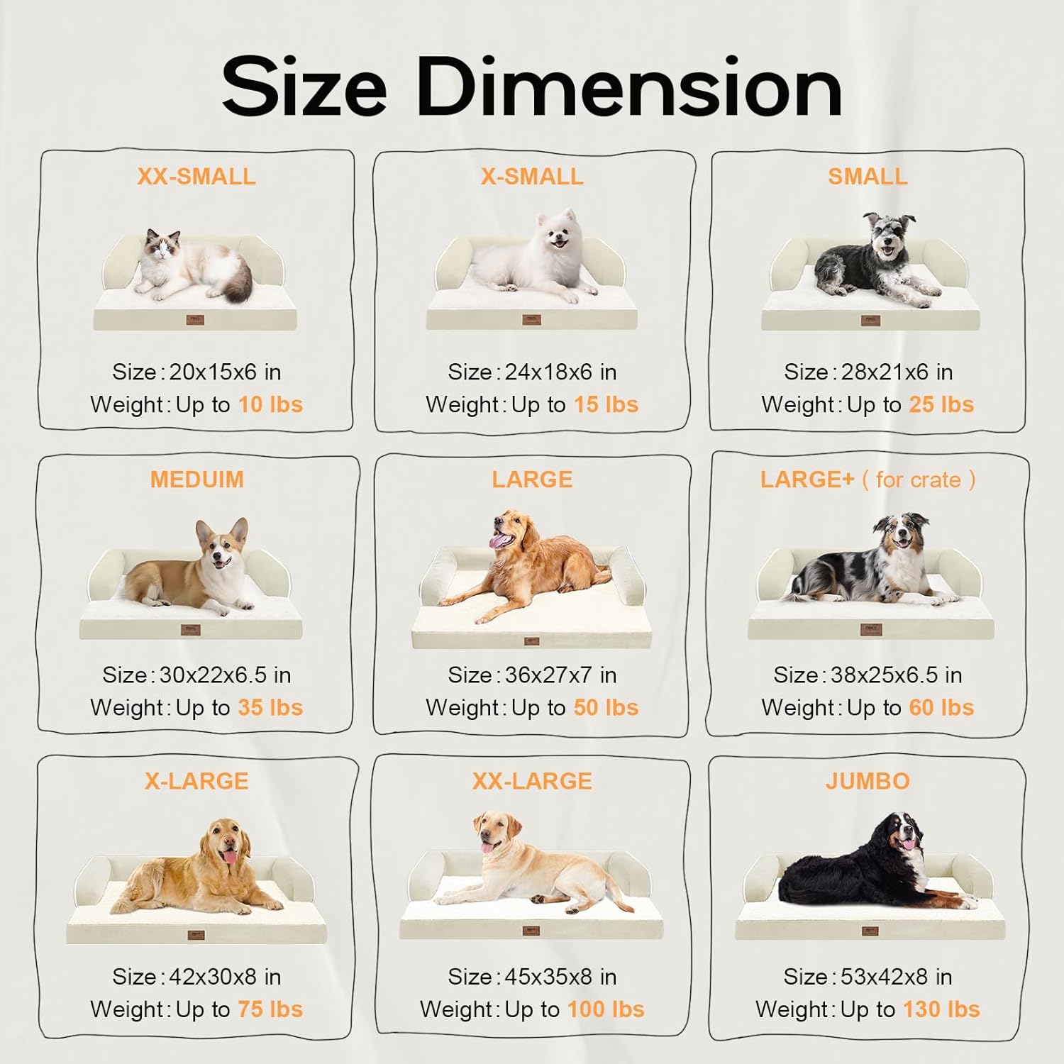 Small Dog Bed Waterproof Orthopedic Dog Beds for Medium Sized Dogs Comfy Pet Cat Bed with Sides, Washable Removable Cover