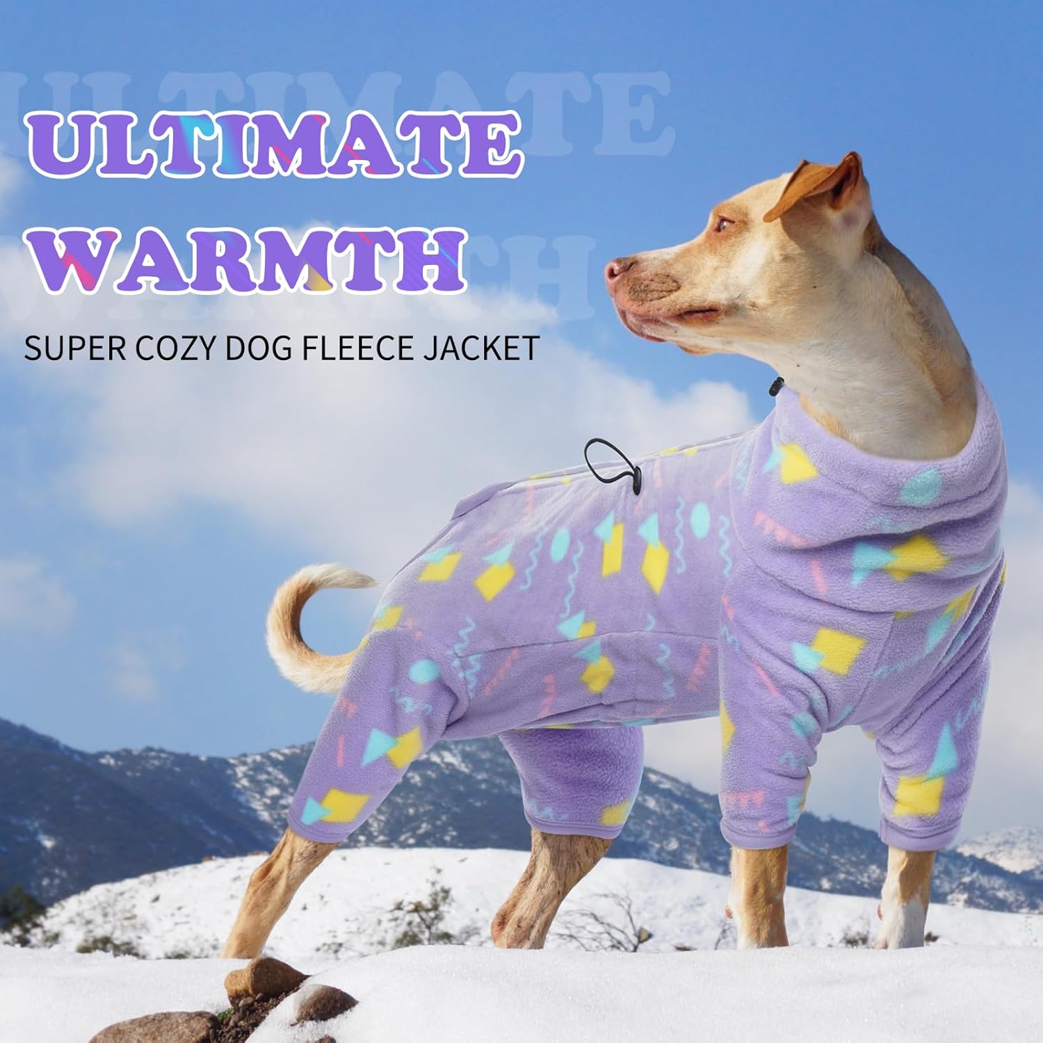 ROZKITCH Dog Leg Warmers for Medium Dogs, Pet Windproof Warm Cold Weather Jacket Vest with Luminous Zipper, Jumpsuit Apparel Outfit Clothes for Small Medium Large Dog Geometry M