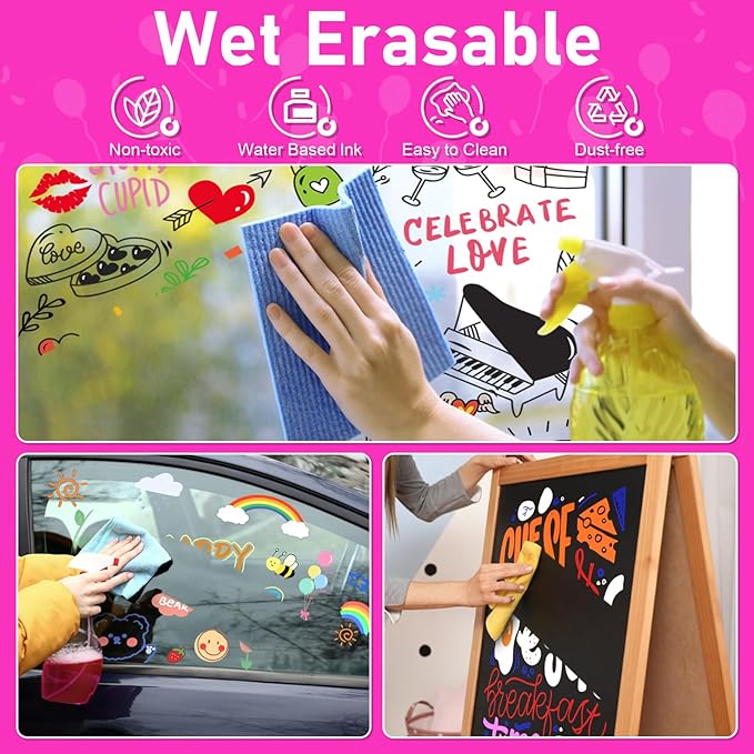GOTIDEAL Window Markers for Glass Washable,Jumbo Chalk Markers for Blackboard,Car Marker for Auto,Chalkboard,Mirror,Calendar,School Painting,18 Colors Car Paint Marker with Metallic Colors(10mm)