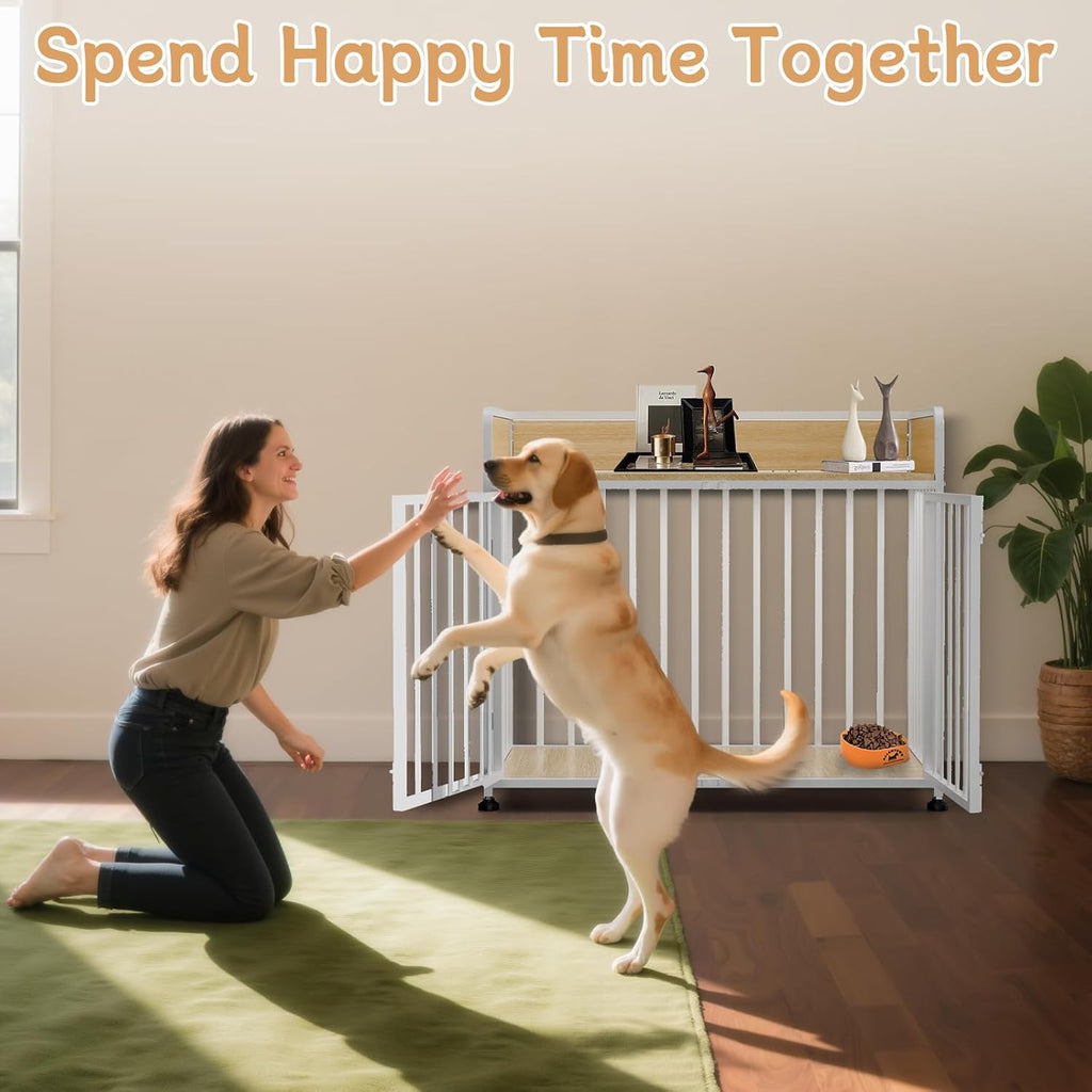 42inch Dog Crate Furniture, Medium Dog Kennel Indoor, Decorative Pet House End Table, Wooden Cage Kennel Indoor, Heavy Duty Dogs Crate Furniture for Large and Medium