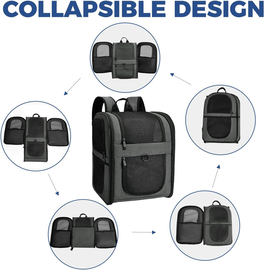 Apollo Walker Pet Carrier Backpack for 4-15lb Cats and Dogs, Puppies, Safety Features and Cushion Back Support | for Travel, Hiking, Outdoor Use (Gray)