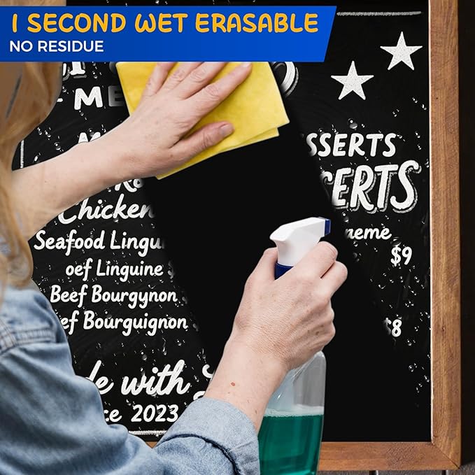 SFAIH Liquid Chalk Markers for Bhalkboard - White 6 Pack 6mm Reversible Tip, Wet Erase Chalk Marker for Chalkboard, Menu, Bistro, Signs, Windows, Glass, Labels, Dust-Free [1s Wet Wipe] - No Residue